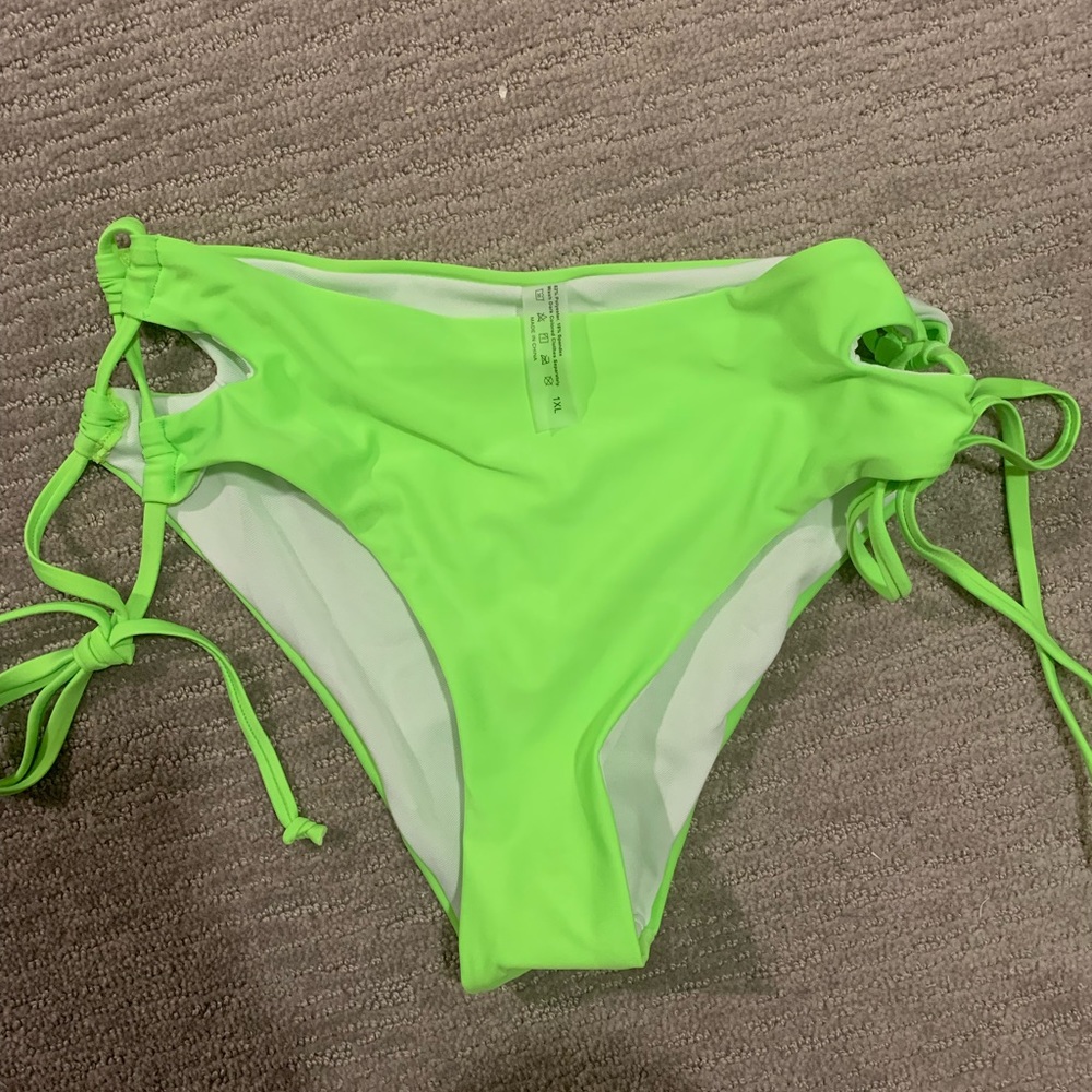 SHEIN high waist cut out string bikini bottoms - neon green (1XL)
